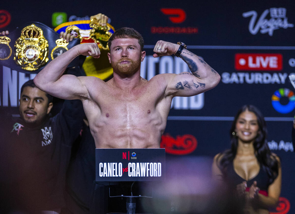 Super Middleweight Championship fighter Saul ‘Canelo’ Alvarez flexes for the crow ...