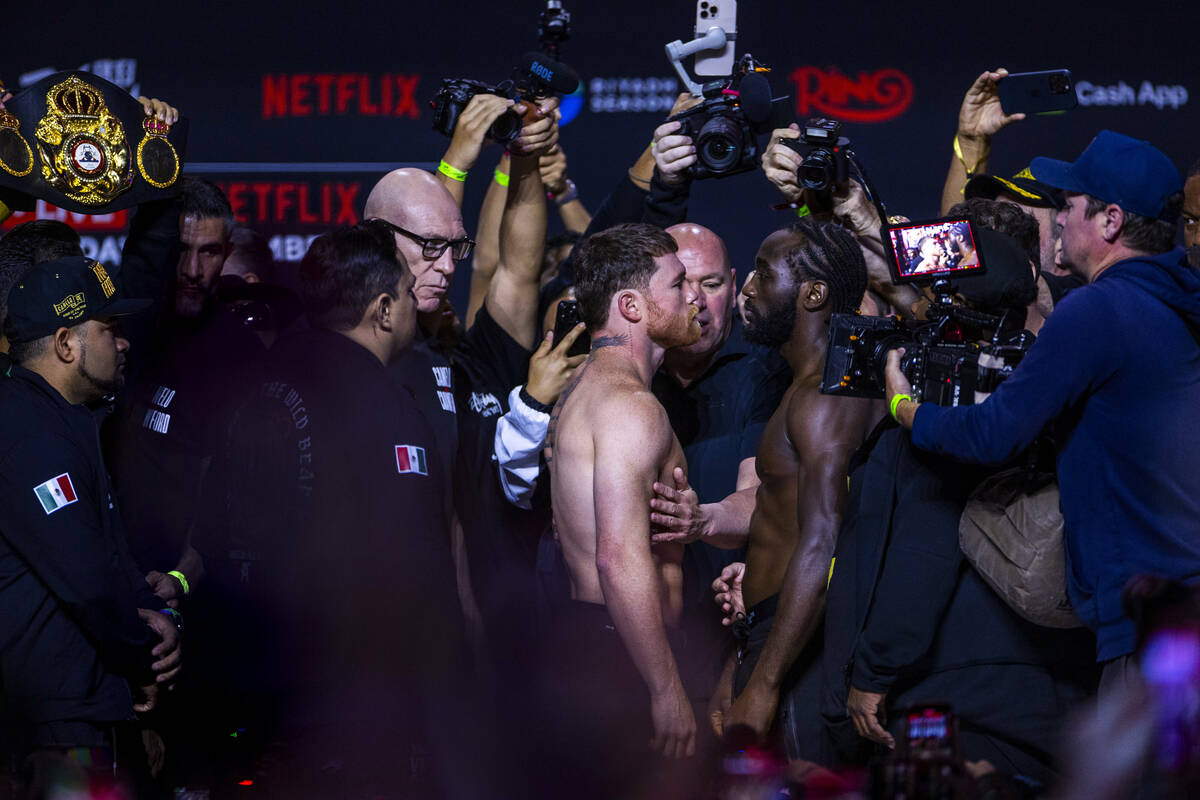Super Middleweight Championship fighters Saul ‘Canelo’ Alvarez and Terence Crawfo ...