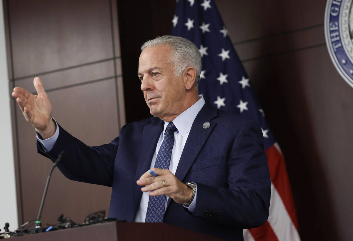 Nevada Gov. Joe Lombardo addresses the media during a press conference on the state’s on ...