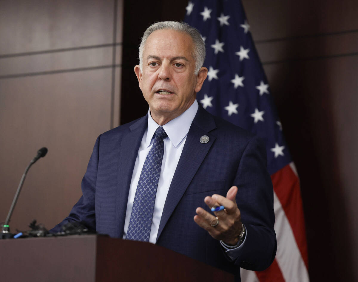 Nevada Gov. Joe Lombardo addresses the media during a press conference on the state’s on ...