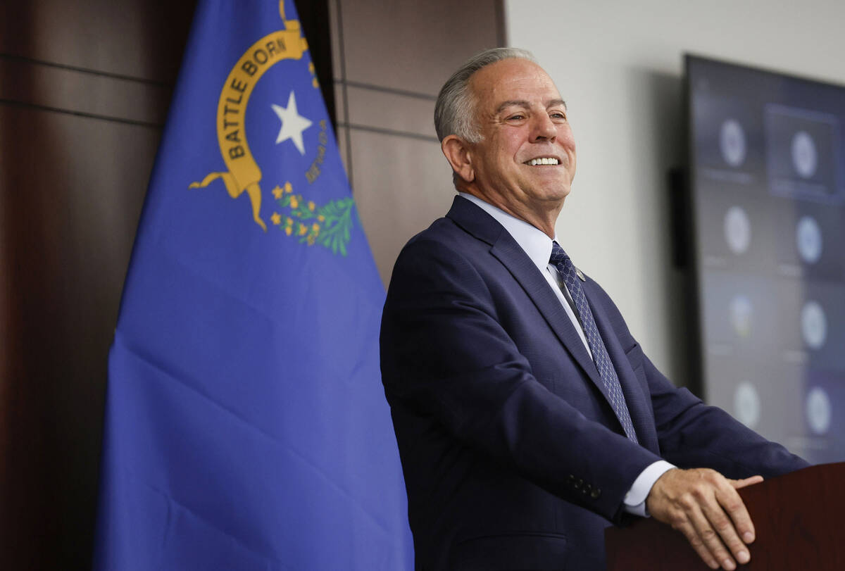 Nevada Gov. Joe Lombardo addresses the media during a press conference on the state’s on ...