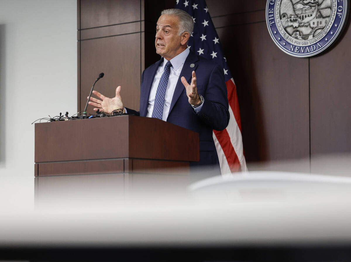 Nevada Gov. Joe Lombardo addresses the media during a press conference on the state’s on ...