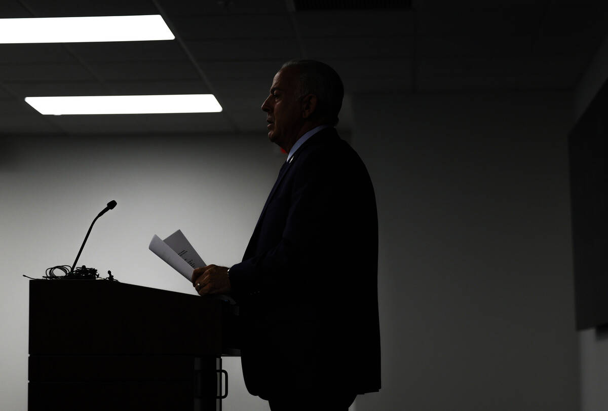 Nevada Gov. Joe Lombardo addresses the media during a press conference on the state’s on ...