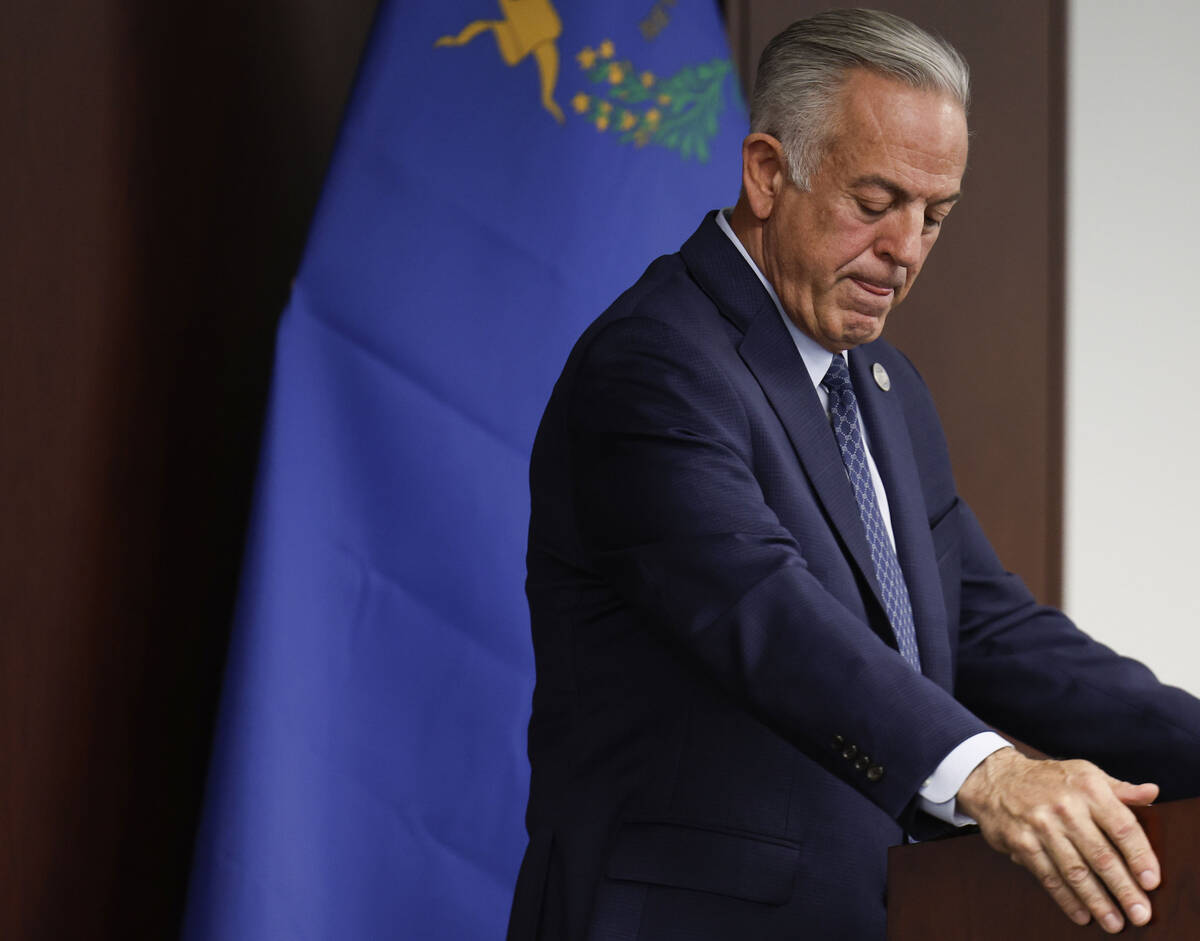 Nevada Gov. Joe Lombardo addresses the media during a press conference on the state’s on ...