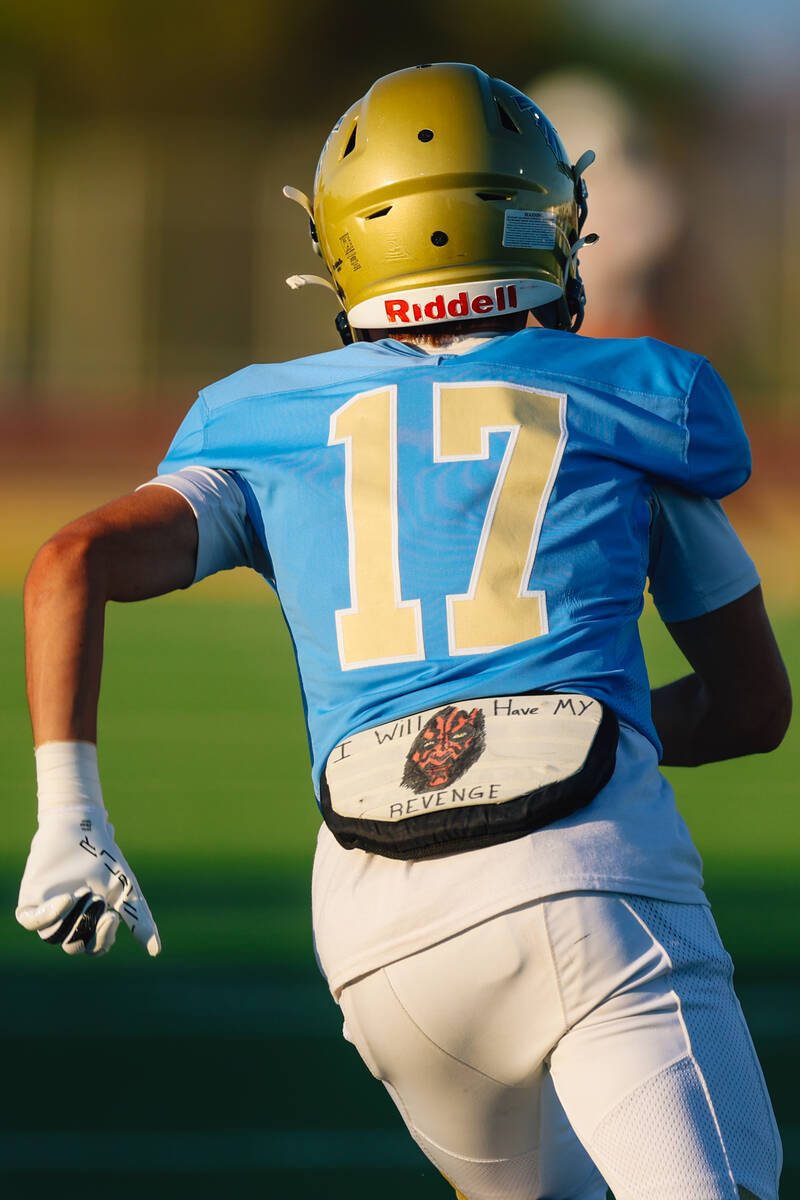 Foothill wide receiver Owen Preslan-Aldrigde runs down the field during a football game between ...