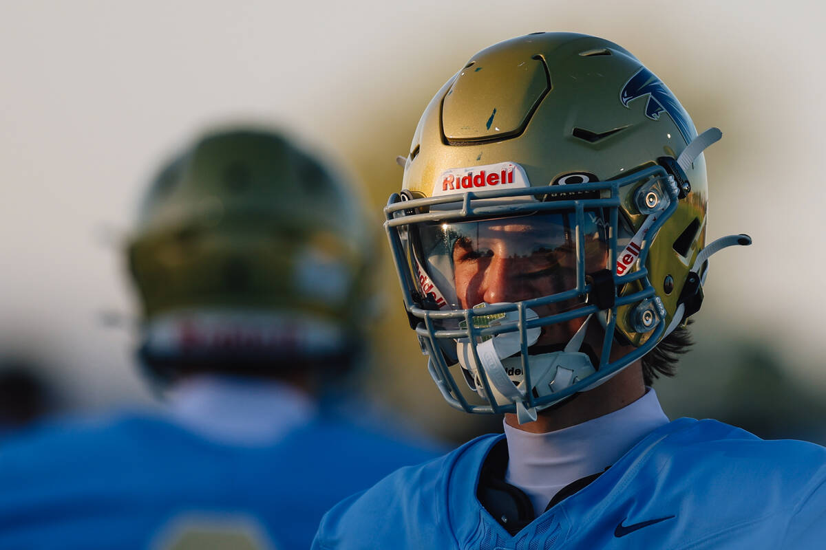 Foothill wide receiver Tyce Mauro wears cross eye paint during a football game between Foothill ...