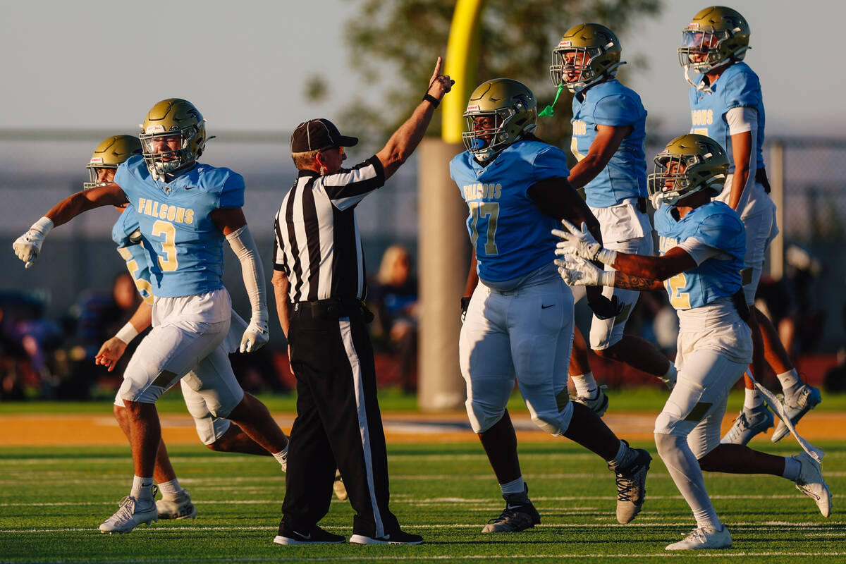 Foothill players celebrate during a football game between Foothill and Legacy at Foothill High ...