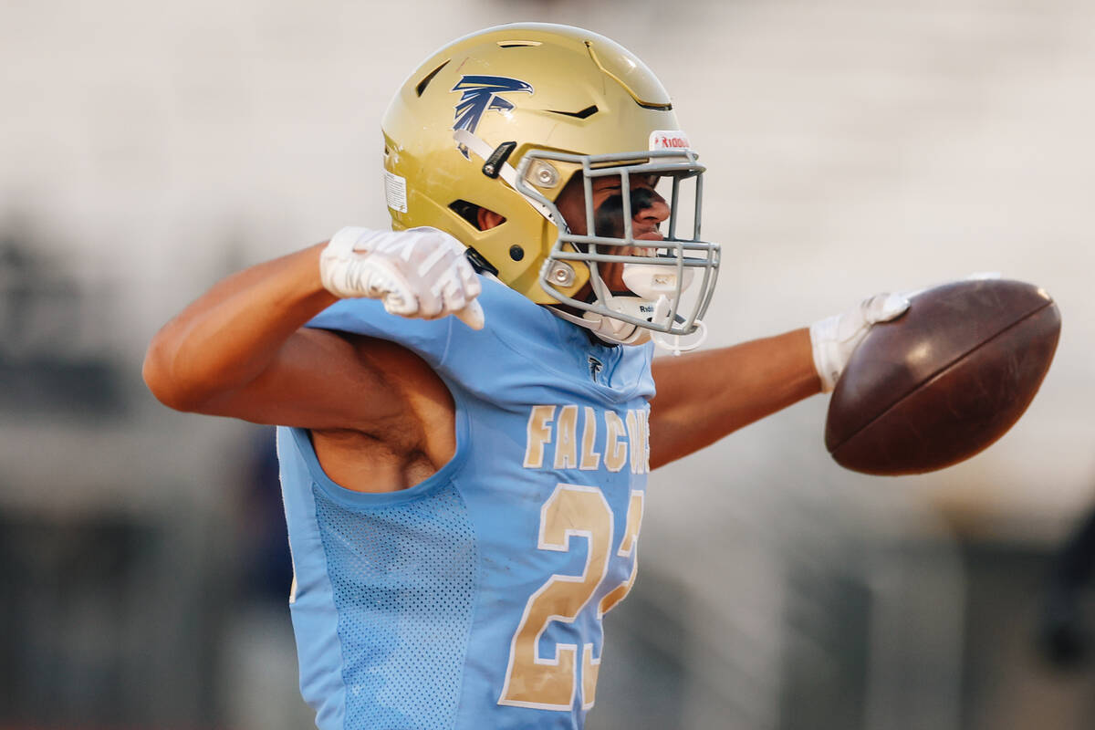 Foothill running back Anthony Taylor (23) celebrates a touchdown during a football game between ...