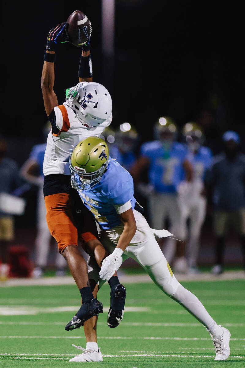 Legacy wide receiver Ky'Ree Perkins (4) reaches for the ball during a football game betwee ...