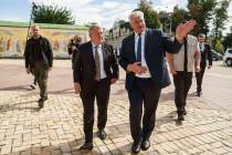 Denmark's Foreign Minister Lars Lokke Rasmussen, left, and Ukraine's Foreign Minister ...