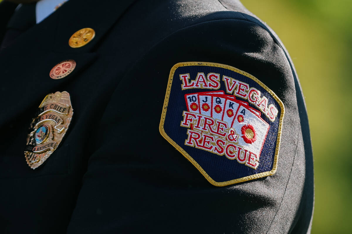 Las Vegas Fire and Rescue Chief Fernando Gray waits for his turn to make remarks during an even ...