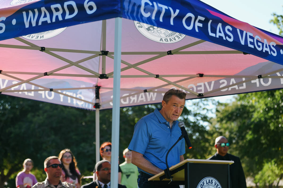 Nevada Sen. John Stienbeck, R-18, speaks during an event held in remembrance of the September 1 ...
