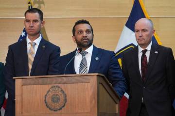 Kash Patel speaks at a news conference, Friday, Sept. 12, 2025, in Orem, Utah, as Utah departme ...