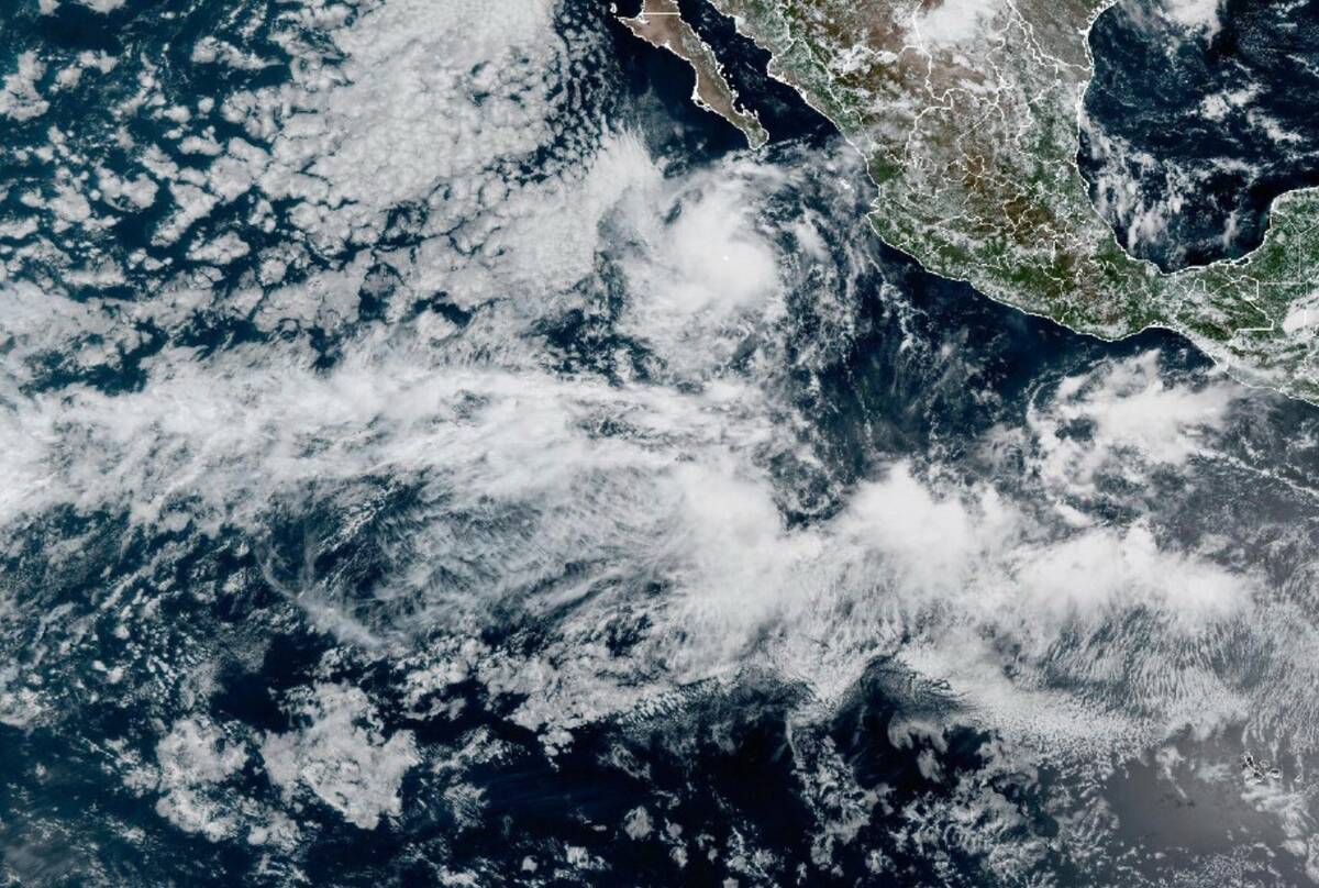 Tropical Storm Mario is seen developing off the western Mexican coast. (NOAA via AP)