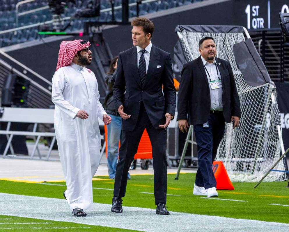 Tom Brady and Turki Alalshikh with Riyadh Season walk the field joining Fanatics, FOX Sports an ...