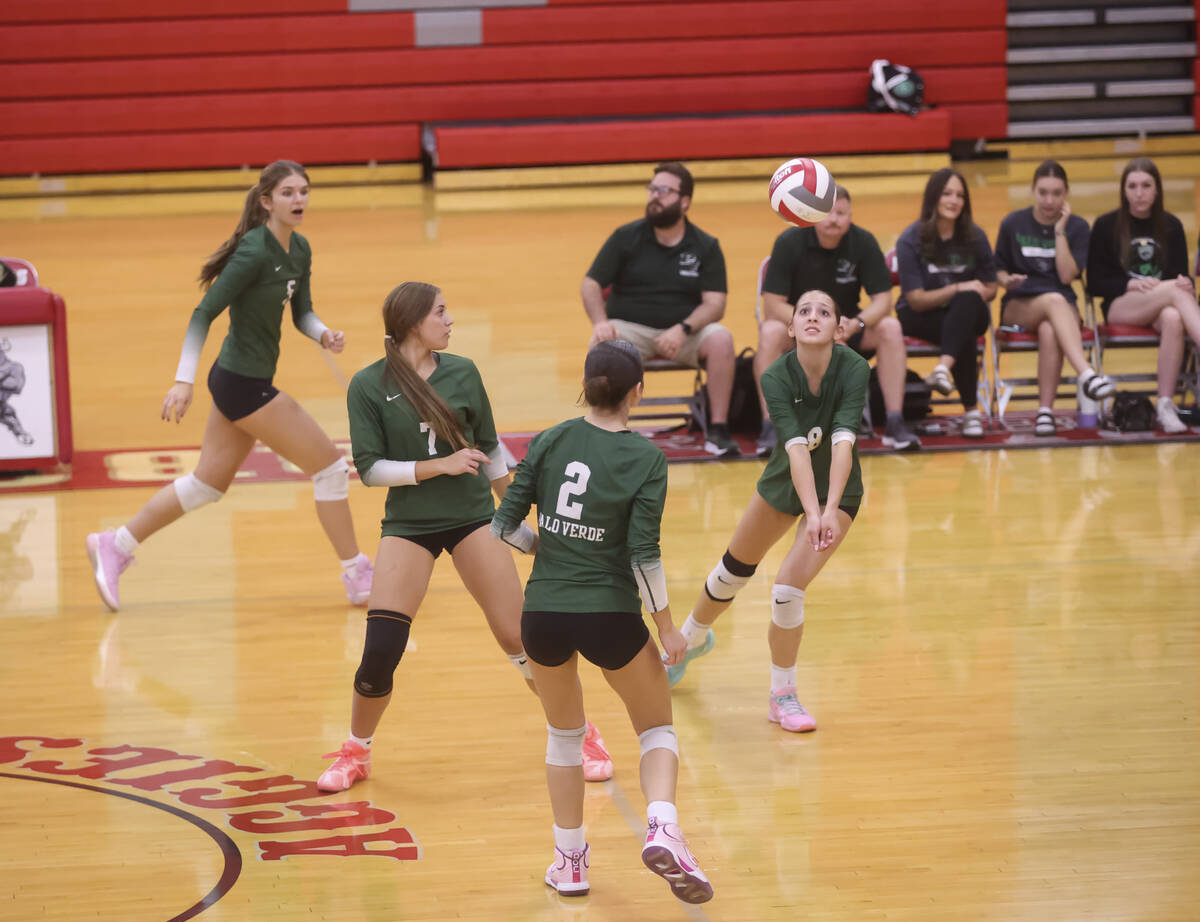 Palo Verde setter Reagan Cope (8) looks to hit the ball during a volleyball game at Arbor View ...