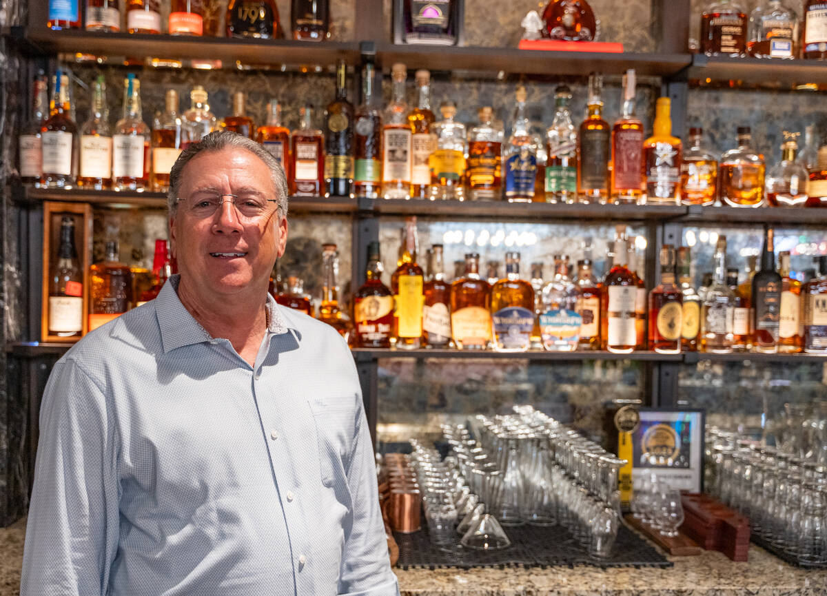 Tom Jannarone, general manager of Mesquite Entertainment stands for a portrait behind the bar a ...