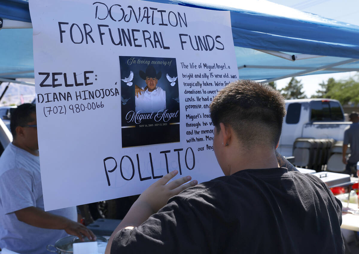 Evelyn Delgardo, the sister of Miguel Aparicio-Gaspar, a teenager from North Las Vegas who died ...