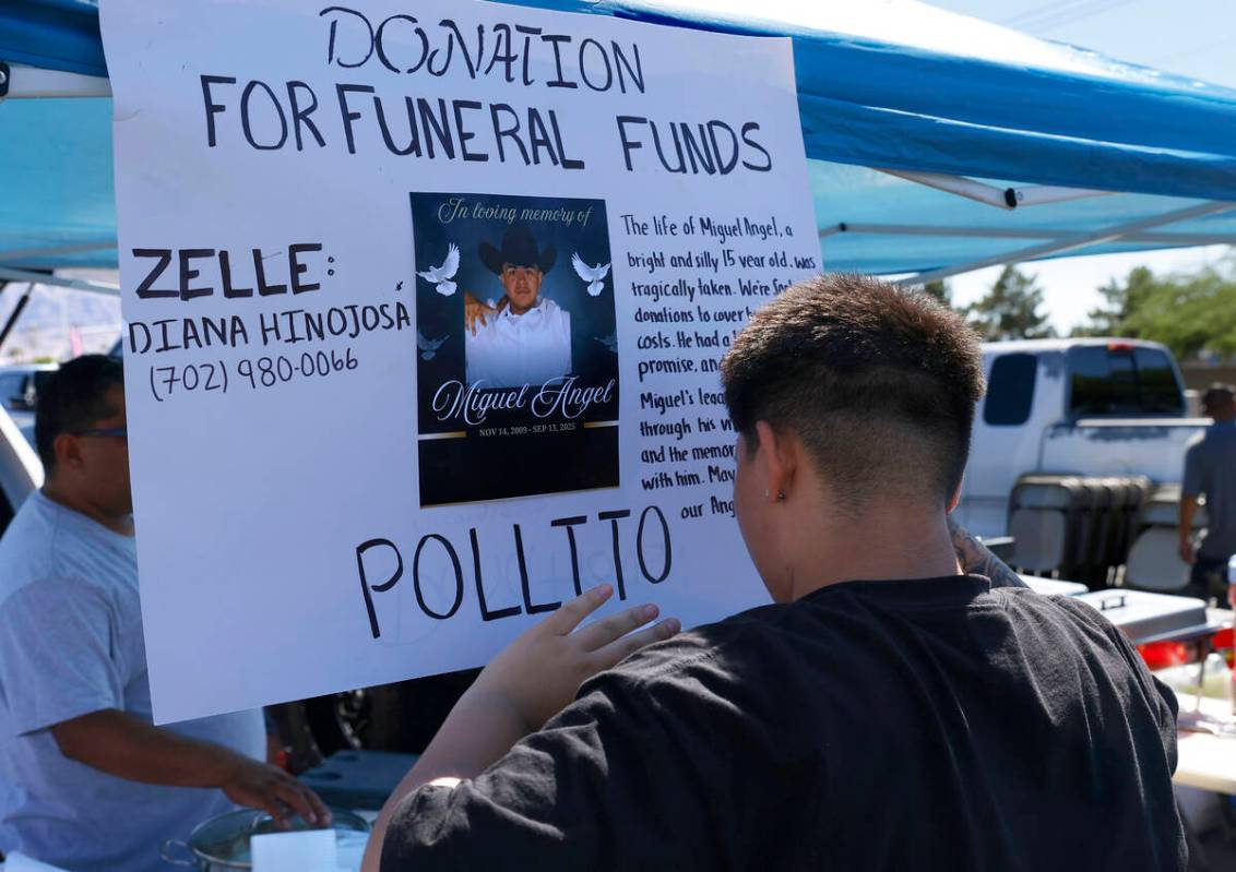 Evelyn Delgardo, the sister of Miguel Aparicio-Gaspar, a teenager from North Las Vegas who died ...