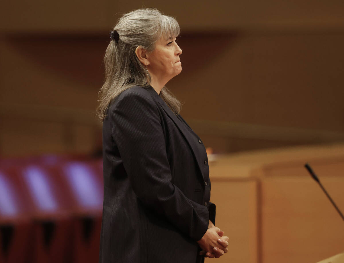 Newly chosen interim Ward 2 councilwoman Kara Kelley speaks at Las Vegas City Hall Wednesday, S ...