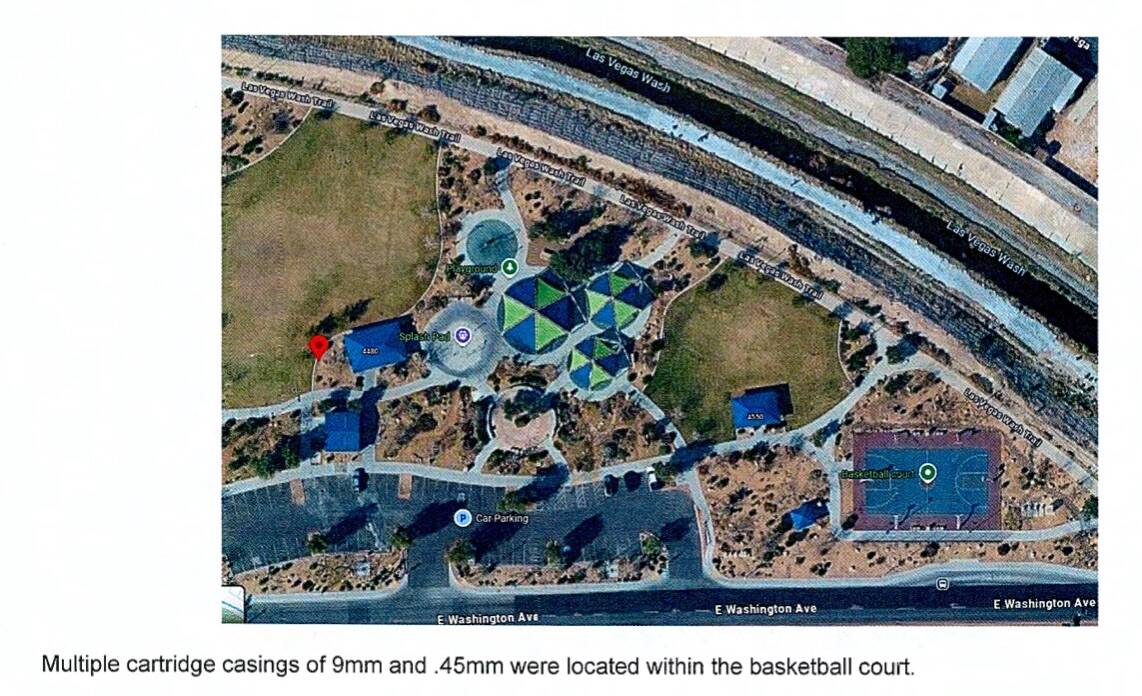 A map of East Las Vegas Valley Park, where a boy was found fatally shot near the basketball cou ...