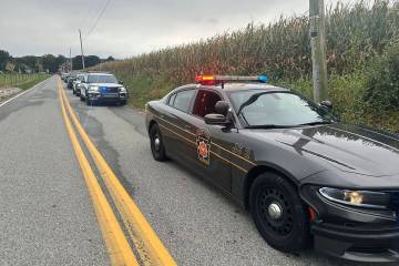 Police cordon off the area around a shooting involving police officers in North Codorus, Pa., o ...