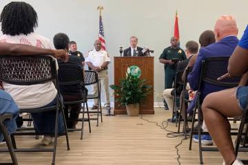 Delta State University President speaks during a press conference on Wednesday, Sept. 17, 2025 ...