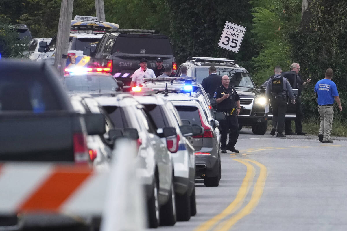 First responders work the scene after several people were injured during a shooting involving p ...
