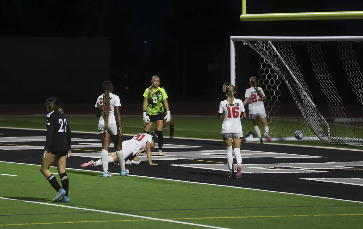 Palo Verde scores against Coronado during a soccer game at Palo Verde High School on Thursday, ...