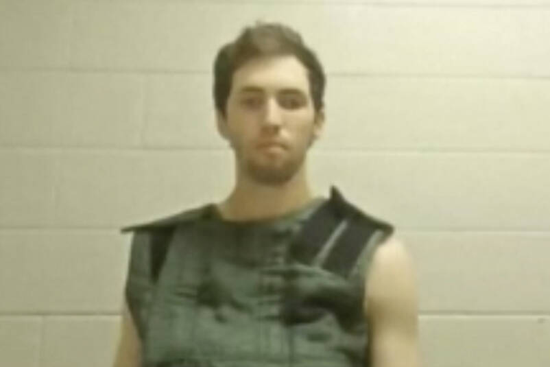 In this image from video provided by Utah State Courts, Tyler James Robinson attends a virtual ...