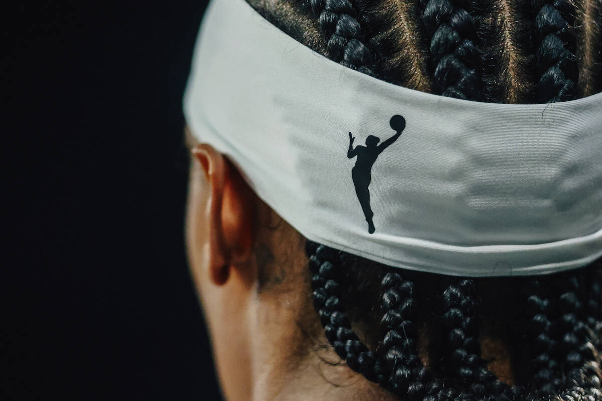 Seattle Storm guard Brittney Sykes wears a WNBA branded headband during game three of a first r ...