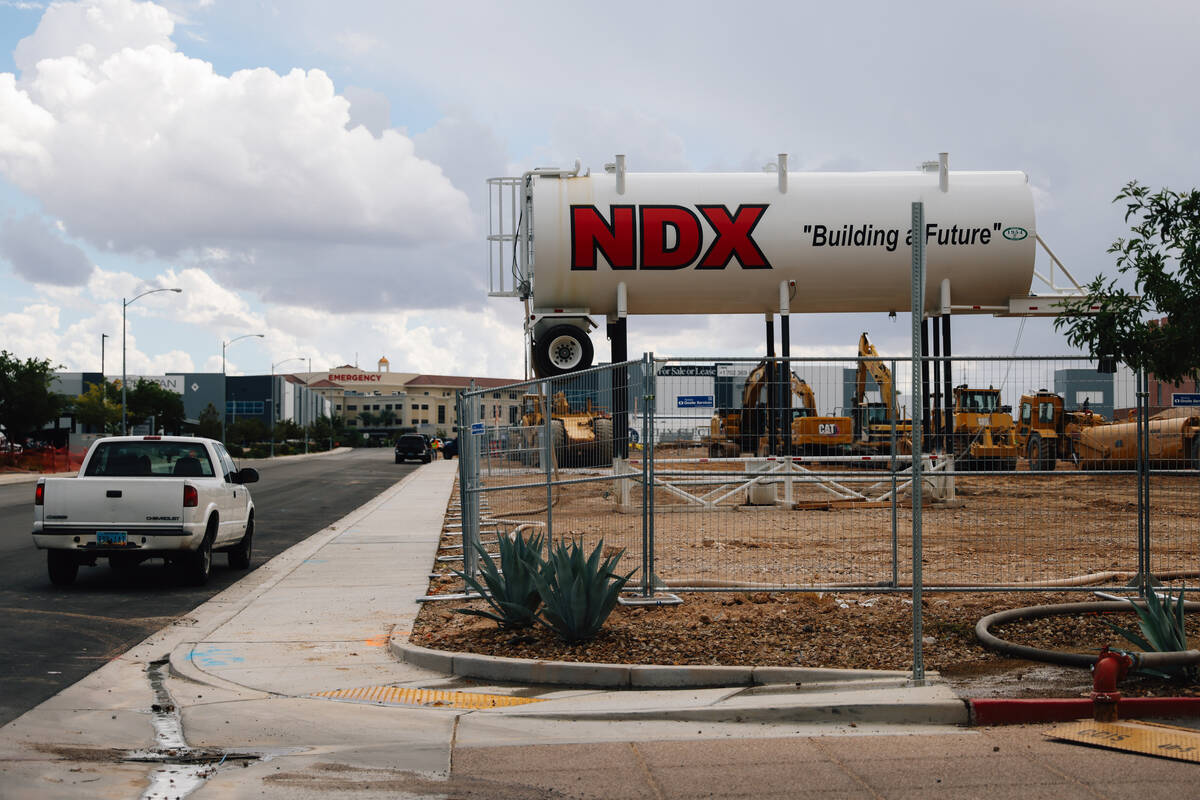Construction at the northwest corner of Maule Avenue and Agilysys Way Friday, Sept. 19, 2025, i ...
