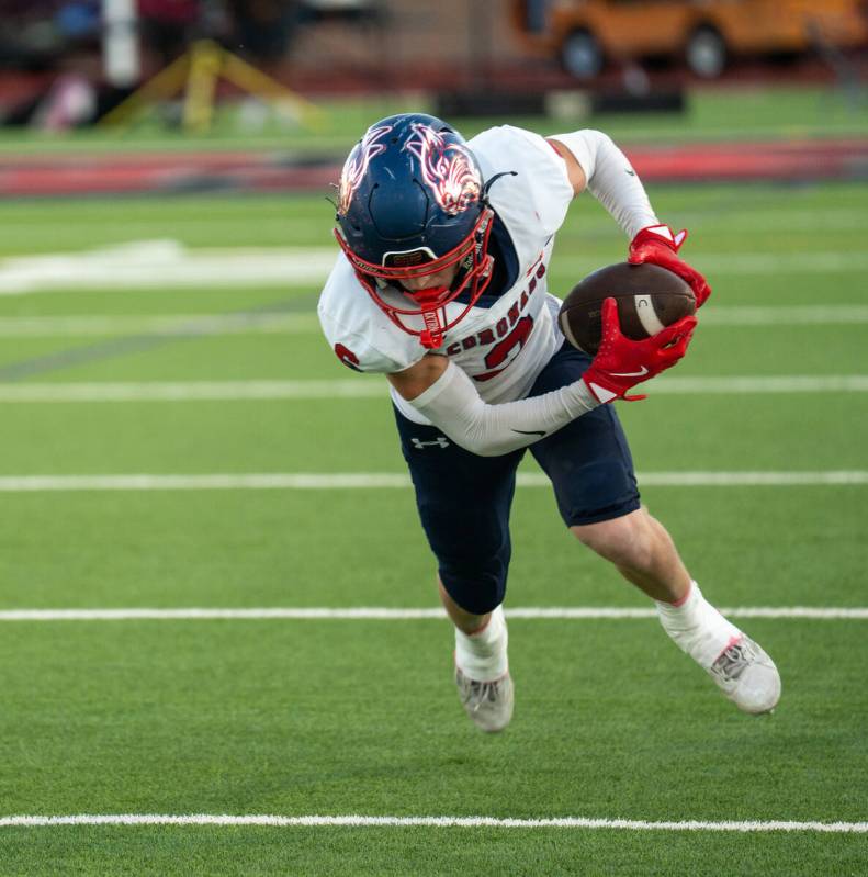 Coronado's Layton Bachhuber (3) takes off during a football game against Coronado at Desert Oas ...