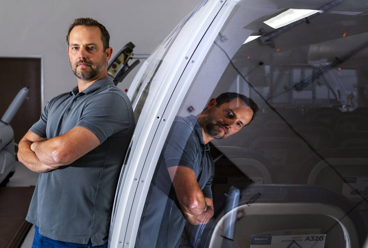 Allegiant Air's new chief operating officer Tyler Hollingsworth outside their Airbus A320 ...