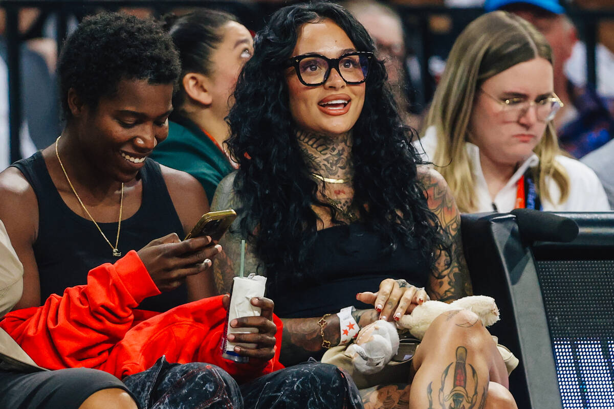 Singer Kehlani during game one of a round two WNBA playoff basketball game between the Aces and ...