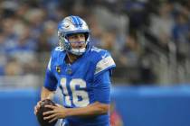 Detroit Lions quarterback Jared Goff runs during an NFL football game against the Chicago Bears ...