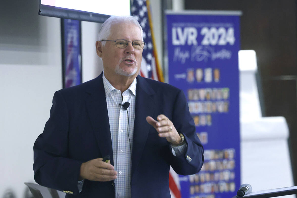 Mike Ford, co-owner of Las Vegas-based public lands consulting firm Abbey, speaks during the 18 ...
