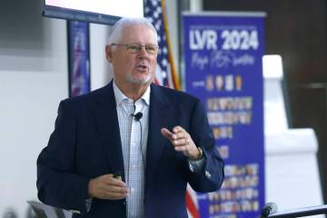Mike Ford, co-owner of Las Vegas-based public lands consulting firm Abbey, speaks during the 18 ...