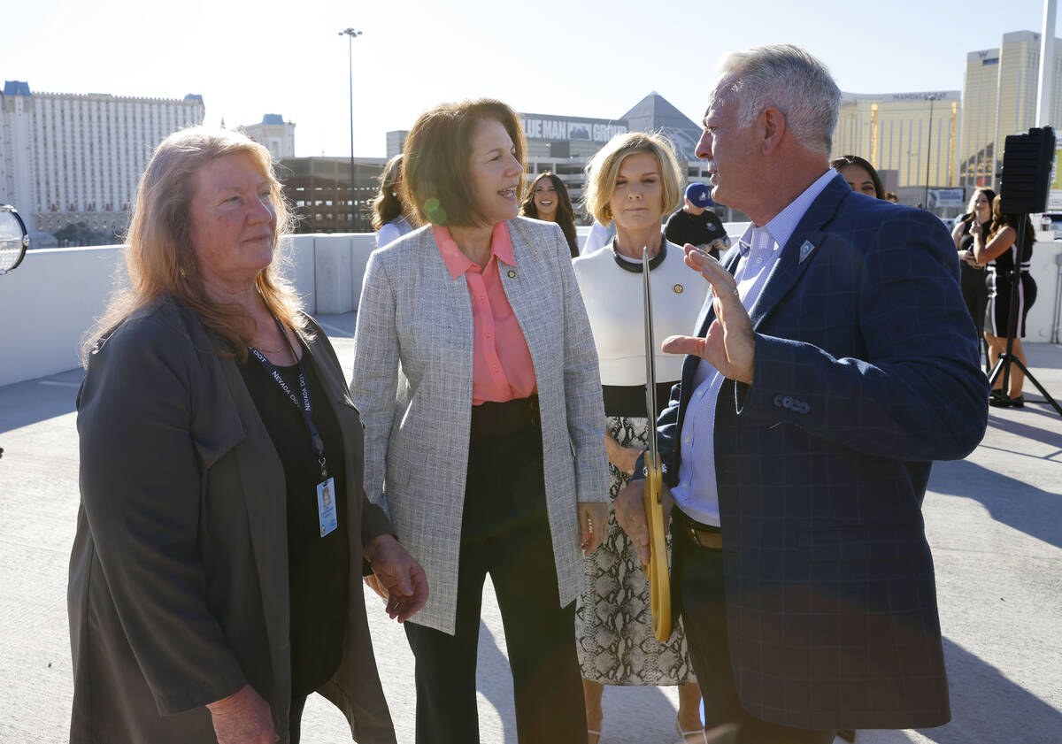 (Left to right) NDTO Director Tracy Larkin, Sen. Catherine Cortez Masto, Rep. Susie Lee and Go ...