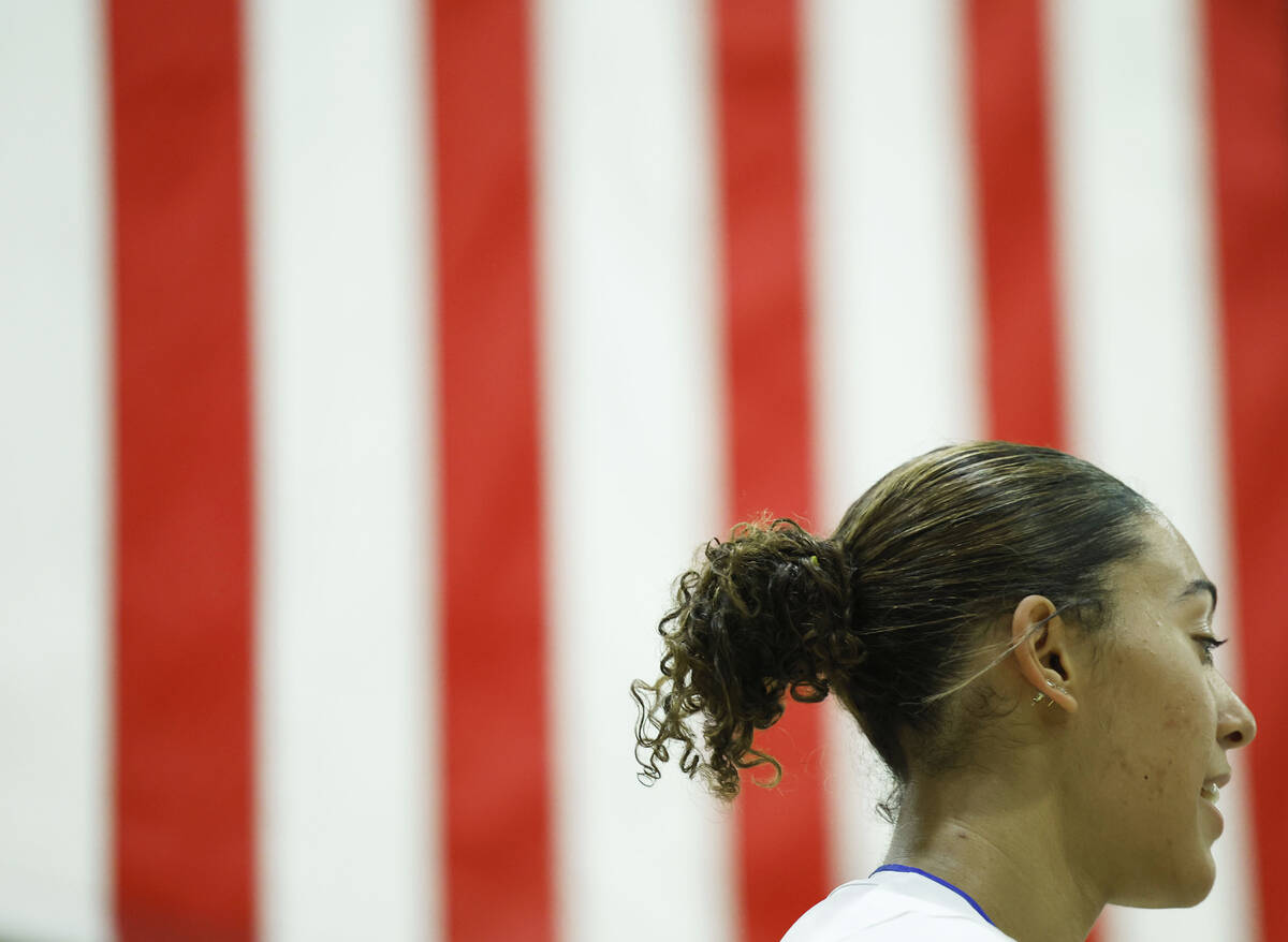 Bishop Gorman's Ayanna Watson during the national anthem before their home matchup with Sh ...