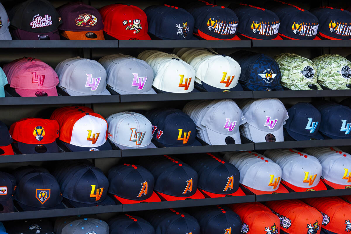 Baseball caps for sale as the Aviators face the Tacoma Rainiers in Game 1 of the Pacific Coast ...