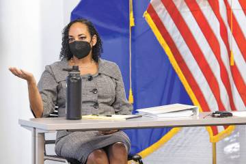 District Court Judge Erika Ballou, who is accused of defying the Nevada Supreme Court, testifie ...