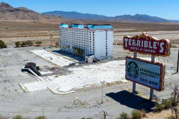 The shuttered Terrible's hotel-casino is seen on Monday, Aug. 18, 2025, in Jean. (Bizuayehu Tes ...