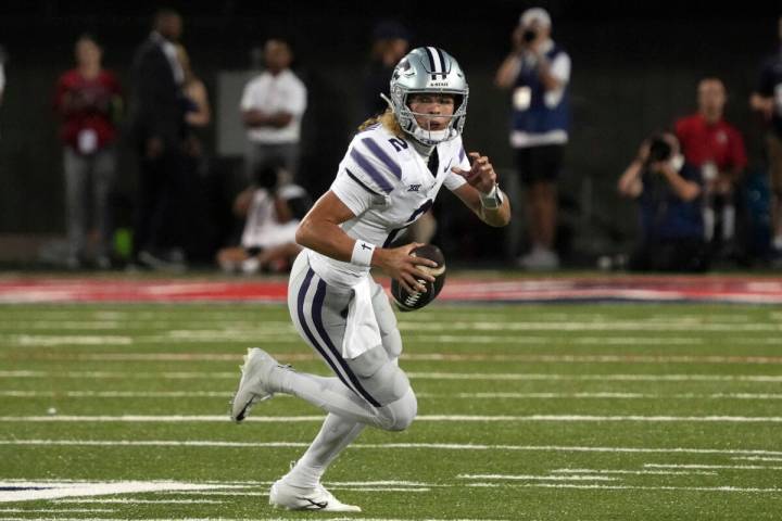 Kansas State quarterback Avery Johnson (2) in the second half of an NCAA college football game ...