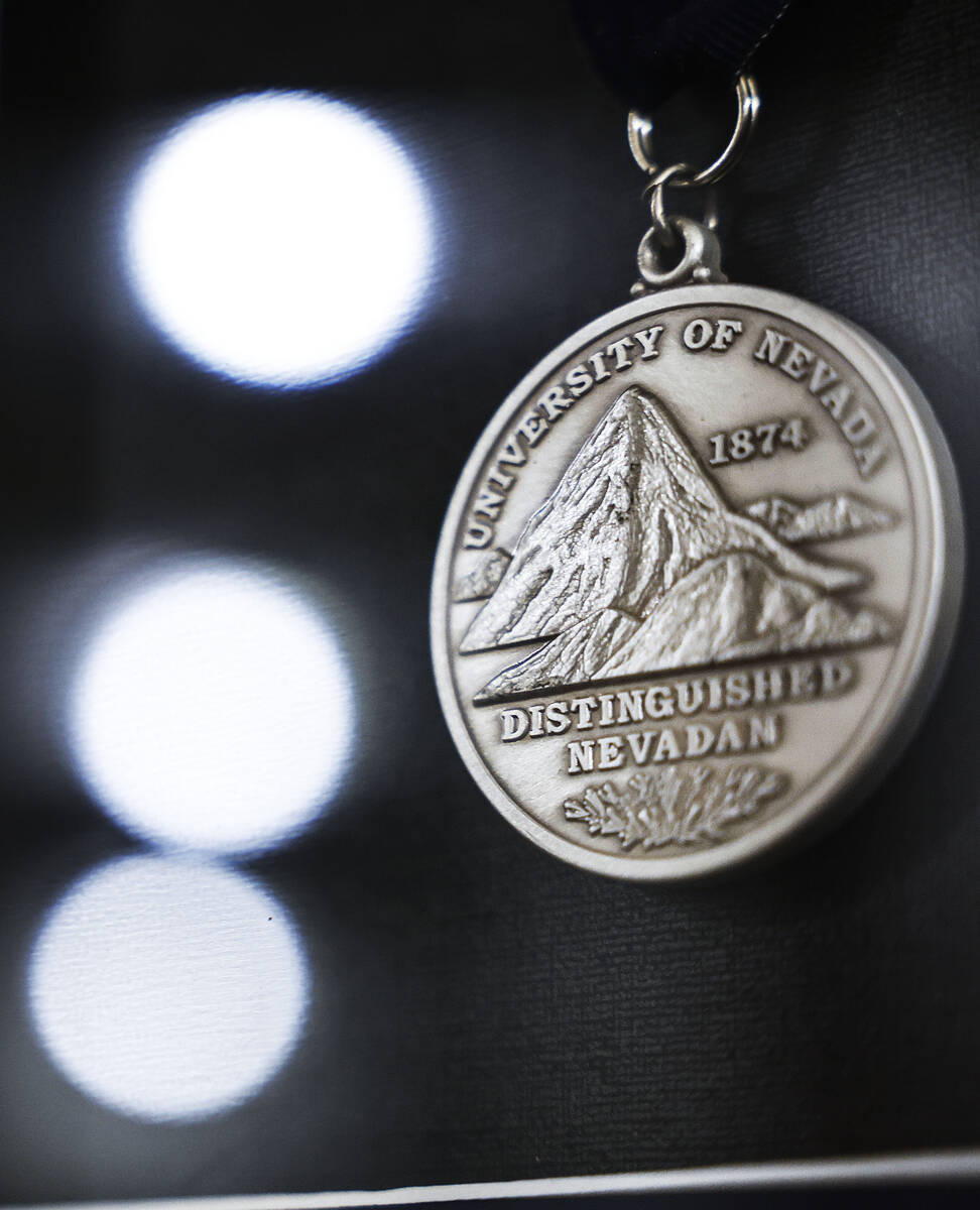 The Distinguished Nevadan award given to Selma Bartlett by the Board of Regents Nevada System o ...