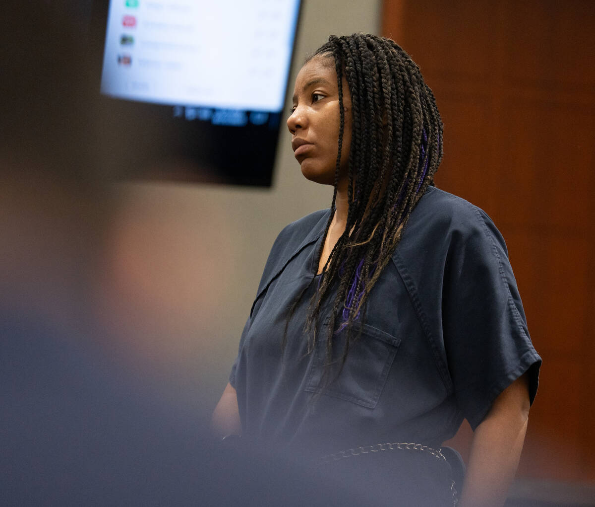 Lakeisha Holloway appears in court on Thursday morning in Las Vegas Sept. 25, 2025. (Kara Gilde ...