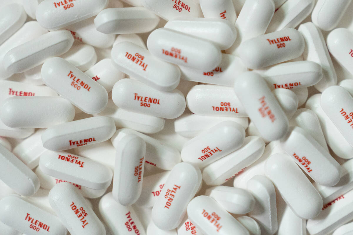 Tylenol pain-relief pills are shown in La Habra, Calif., Tuesday, Sept. 23, 2025. (AP Photo/Jae ...