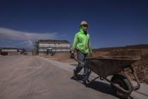 Construction continues at the Manzano by KB Home project site on Friday, Sept. 5, 2025 in Las V ...