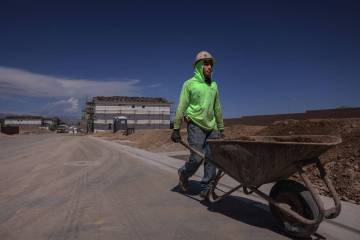 Construction continues at the Manzano by KB Home project site on Friday, Sept. 5, 2025 in Las V ...