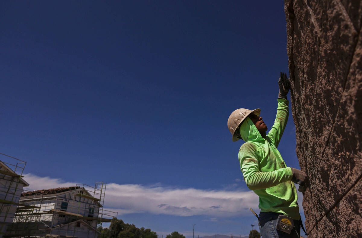 Construction continues at the Manzano by KB Home project site on Friday, Sept. 5, 2025 in Las V ...